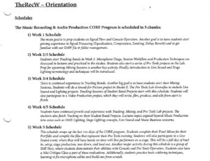 Orientation / Weekly Schedules