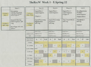 RecW / Week 1 Schedule