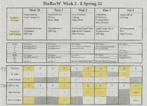 RecW / Week 2 Student Schedule