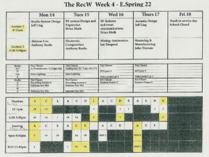 RecW / Week 4 Student Schedule