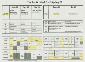 RecW / Week 5 Student Schedule